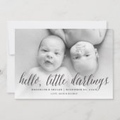 ハローリトルダーリングスモダンツインズフォト誕生 案内状 (正面)