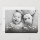 ハローリトルダーリングスモダンツインズフォト誕生 案内状 (正面)