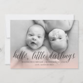 ハローリトルダーリングツインガールズシック写真誕生 案内状 (正面)