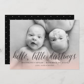 ハローリトルダーリングツインガールズシック写真誕生 案内状 (正面/裏面)