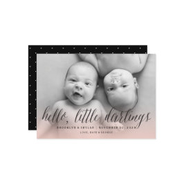 ハローリトルダーリングツインガールズシック写真誕生 案内状