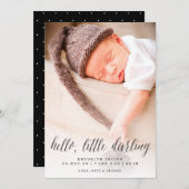 ハローリトルダーリンミニマリストフォトデザイン誕生 案内状 (正面/裏面)