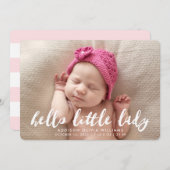 ハローリトルレディ |写真の誕生のお知らせ 案内状 (正面/裏面)