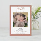ハローリトルワンフォトベビーガールテラコッタ誕生 案内状 (スタンド正面)