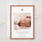 ハローリトルワンフォトベビーガールテラコッタ誕生 案内状 (裏面)