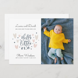 ハローリトルワンブルー男の赤ちゃん写真誕生アナウンクス 案内状