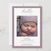 ハローリトルワン – 2フォトベビーラベンダー誕生 案内状 (正面)
