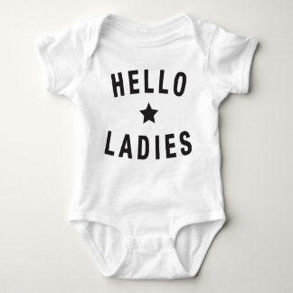 ハローレディース、乳児デザインイン黒 ベビーボディスーツ