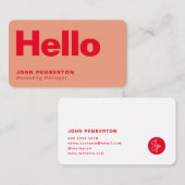 ハローレトロモダンレッド&ピンクスタイリッシュトレンディー 名刺 (正面/裏面)