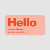 ハローレトロモダンレッド&ピンクスタイリッシュトレンディー 名札 (正面)