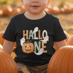 ハローワン 1歳の誕生日 赤ちゃん カボチャとお化け ベビーTシャツ
