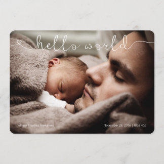ハローワールドかわいい&甘いベビー発表 案内状