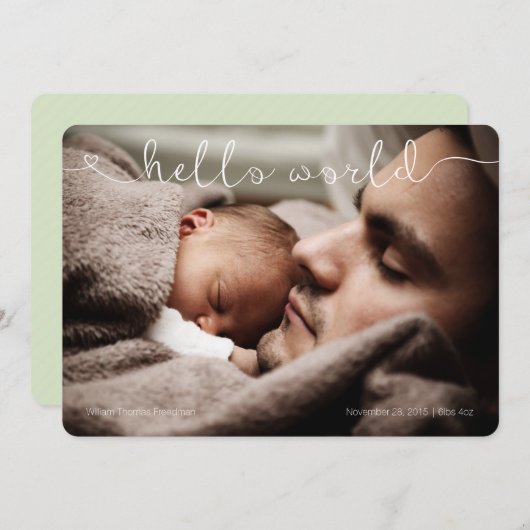 ハローワールドかわいい&甘いベビー発表 案内状 (正面/裏面)