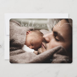 ハローワールドかわいい&甘いベビー発表 案内状