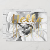 ハローワールドゴールドフォイルベビー発表 |写真 案内状 (正面/裏面)