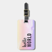 ハローワールドパステルピンクパープル  ラゲッジタグ (正面縦)