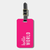 ハローワールドピンクホワイトガーリーラゲージタグ ラゲッジタグ (正面縦)