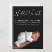 ハローワールドフォトベビー誕生 案内状 (正面)