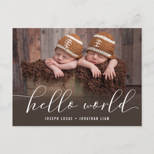 ハローワールド双子の写真出生 案内ポストカード (正面)