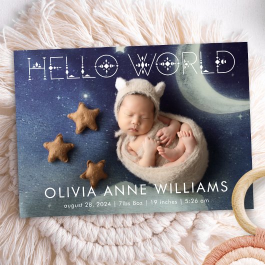 ハローワールド新生児誕生写真 案内状