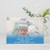 ハローワールド男の赤ちゃん誕生のお知らせ 案内状 (スタンド正面)