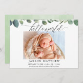 ハローワールド男女兼用ベビー誕生のお知らせ (正面/裏面)