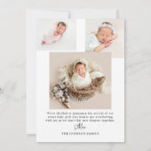 ハローワールド | ミニマモダンリストベビーフォト誕生 案内状 (裏面)