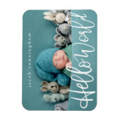 ハローワールド！モダンスクリプよくはしゃぐトベビー誕生 マグネット (縦)