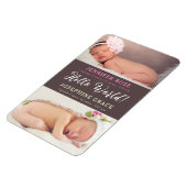 ハローワールド!写真モダン双子の誕生のお知らせ マグネット (左側)