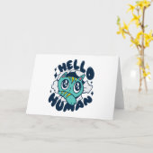 ハロー人間のかわいい猫 カード (黄色い花)