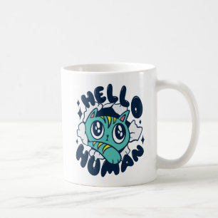 ハロー人間のかわいい猫 コーヒーマグカップ