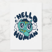 ハロー人間のかわいい猫 フードラベル (シングルラベル)