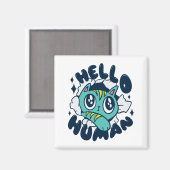 ハロー人間のかわいい猫 マグネット (正面/裏面)