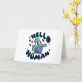 ハロー人間のかわいい鳥 カード (黄色い花)