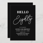 ハロー八十 |ブラックモダン80thバースデーパーティー 招待状 (正面/裏面)