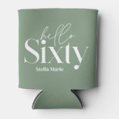 ハロー六聖緑モダンユニークタイポグラフィ 缶クーラー (正面)