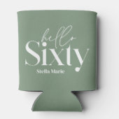 ハロー六聖緑モダンユニークタイポグラフィ 缶クーラー (裏面)