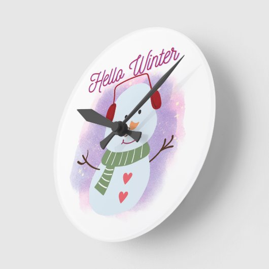 ハロー冬 ラウンド壁時計 (傾斜)