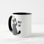 ハロー可愛いミニマルな黒猫 マグカップ (正面左)