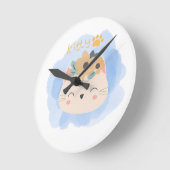 ハロー子猫 ラウンド壁時計 (傾斜)