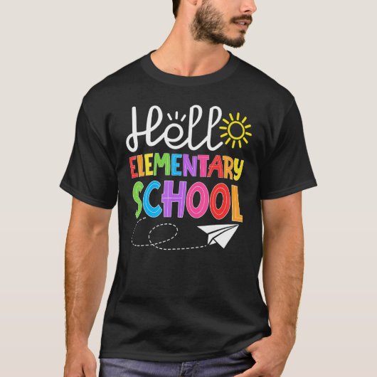 ハロー小学校おもしろい新学期スチュデン Tシャツ (正面)