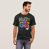 ハロー小学校おもしろい新学期スチュデン Tシャツ (正面フル)