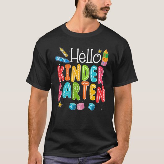 ハロー幼稚園おもしろい新学期先生セント Tシャツ (正面)