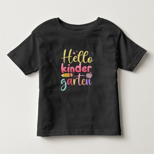 ハロー幼稚園カラフルかわいい幼児 トドラーTシャツ (正面)