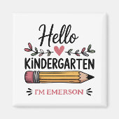 ハロー幼稚園パーソナライズされた新学期 マグネット (正面)