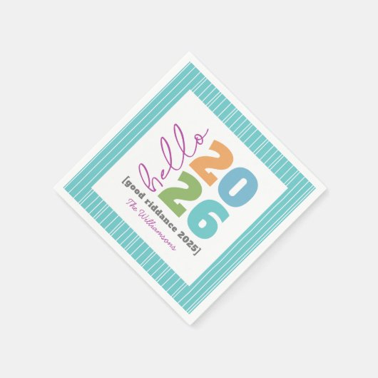 ハロー新年はっきりしたモダンカスタム名ユーモア スタンダードカクテルナプキン (角)