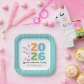 ハロー新年はっきりしたモダンカスタム名ユーモア ペーパープレート (パーティー)