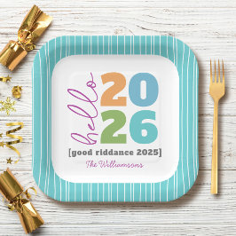 ハロー新年はっきりしたモダンカスタム名ユーモア ペーパープレート