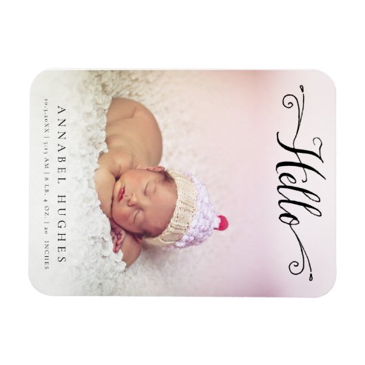 ハロー新生児ガールボーイパーソナライズされたフォトマグネット マグネット (横)