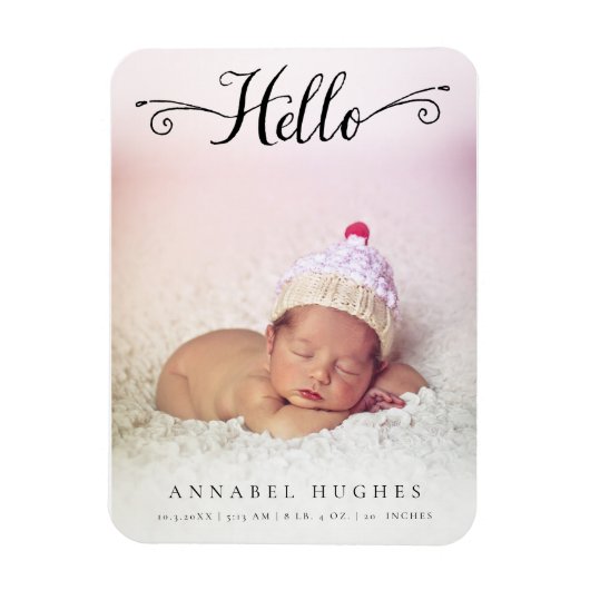 ハロー新生児ガールボーイパーソナライズされたフォトマグネット マグネット (縦)